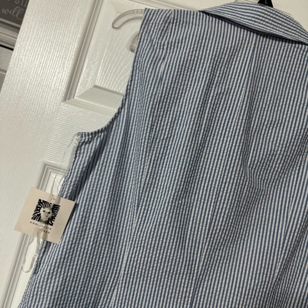 NWT Anne Klein Seersucker Sleeveless Shirt Dress - Picture 12 of 16